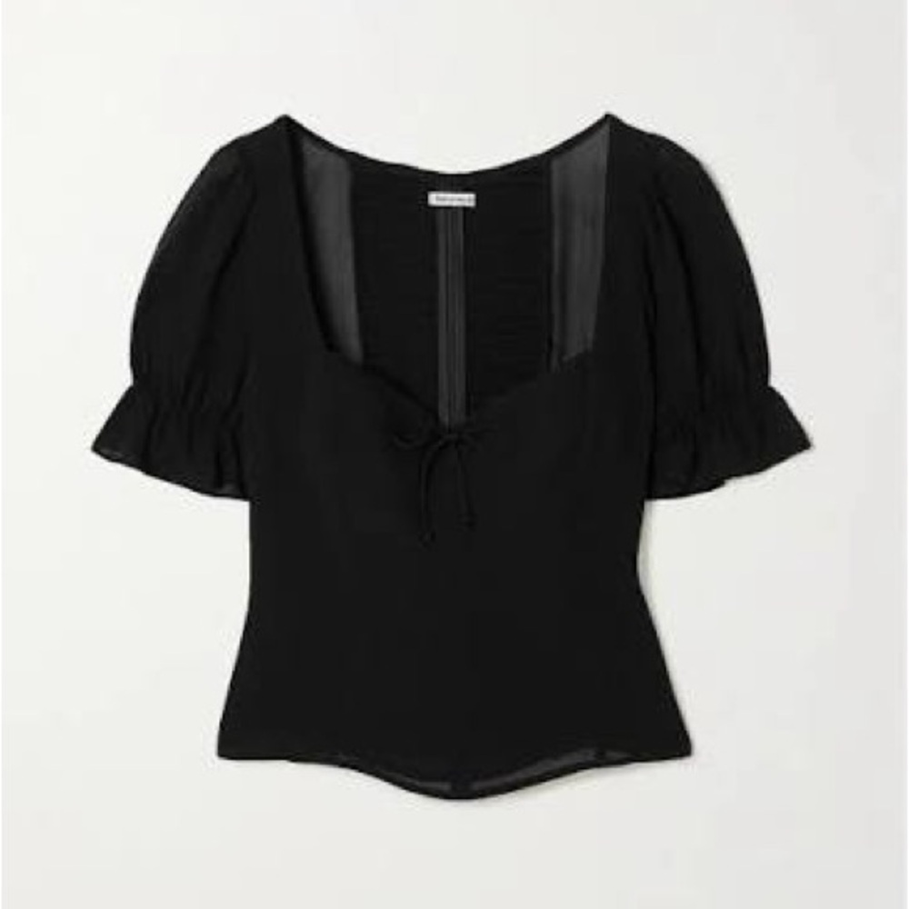Reformation Black Puff Sleeve Blouse